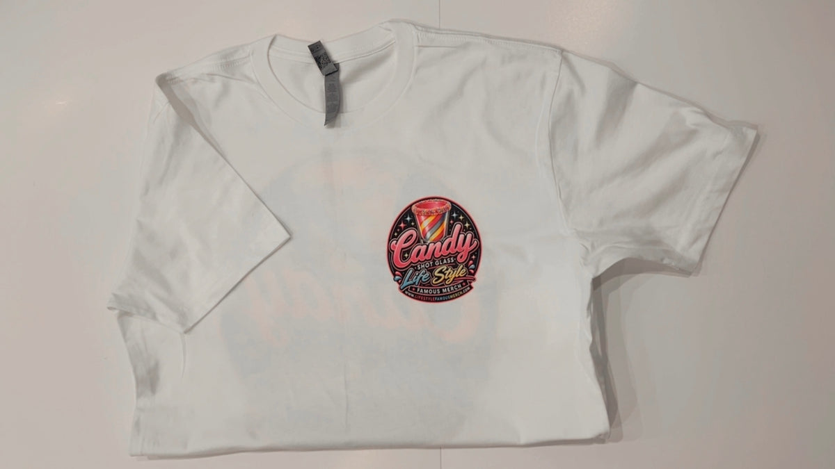 Life Style Famous Merch Technology “CANDY SHOT GLASS” Graphic T Shirt