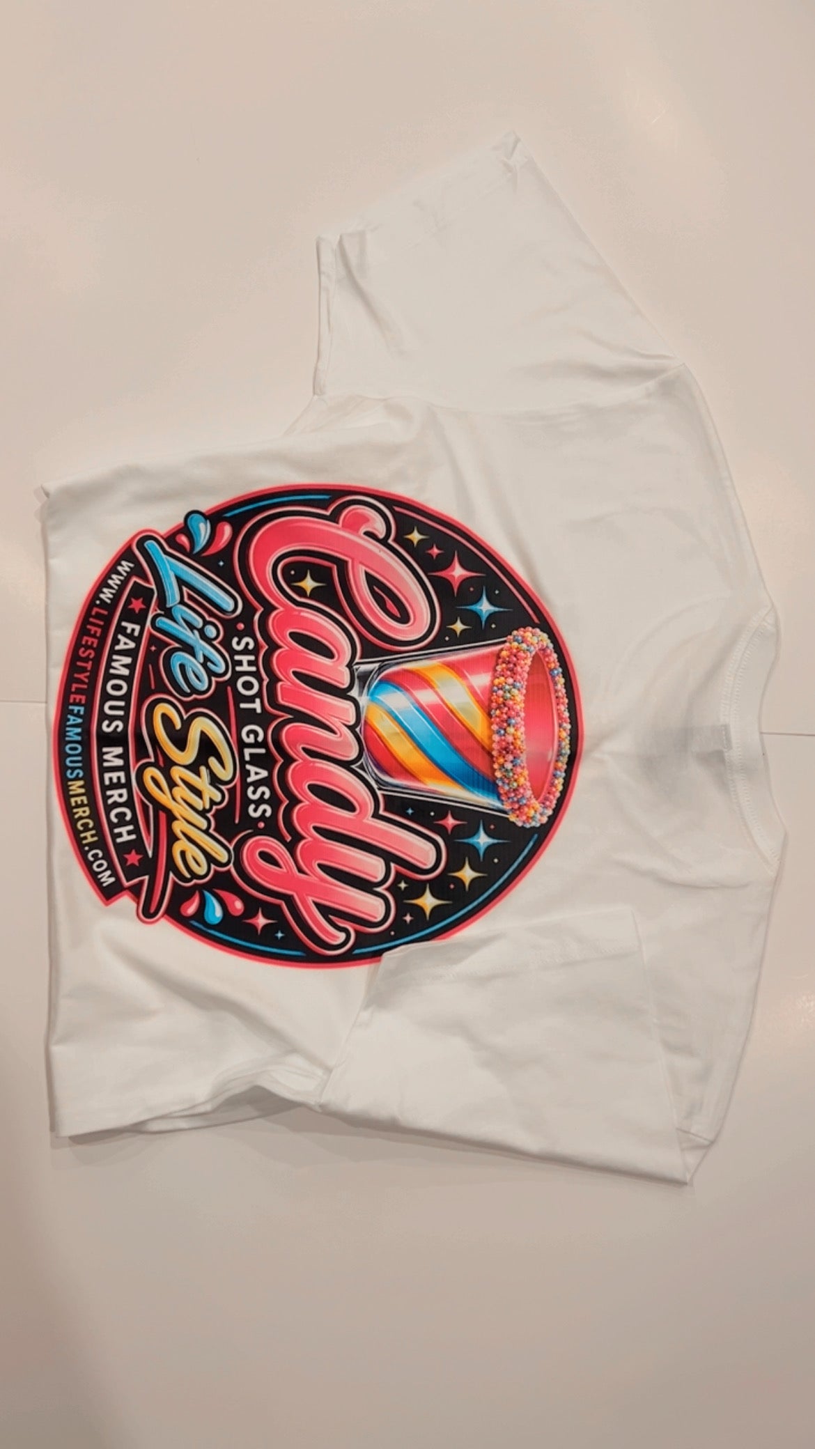 Life Style Famous Merch “CANDY SHOT GLASS” Graphic T Shirt